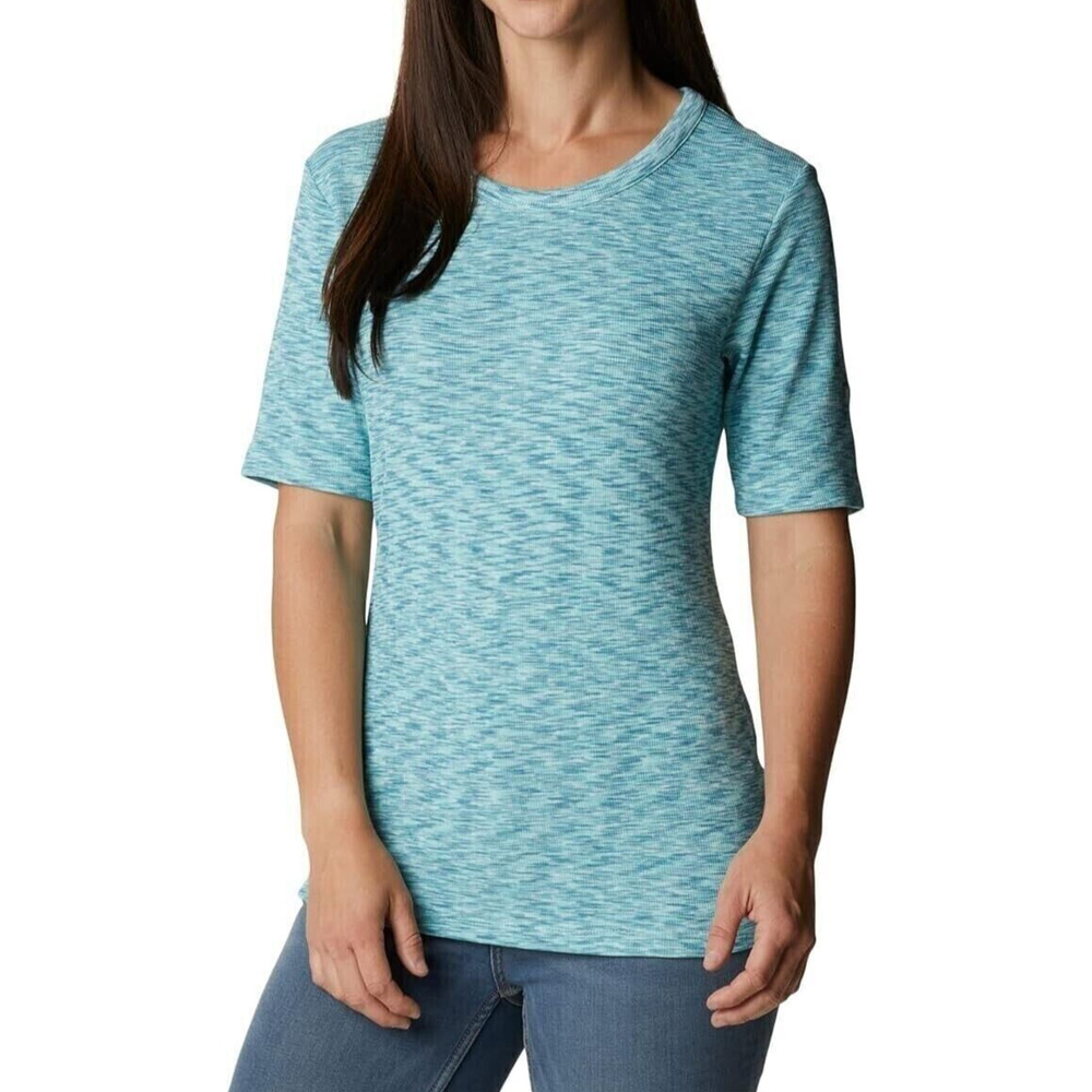 Columbia Women's Omni-Shade Cowan Lane Short Sleeve Top Size S Blue